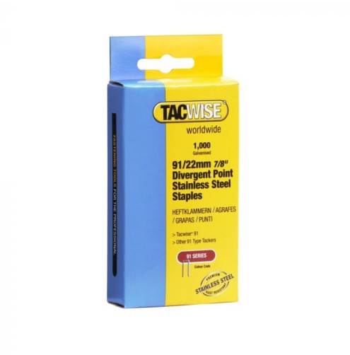 91 Series S/Steel Staples - 22mm Pk1,000 (D)
