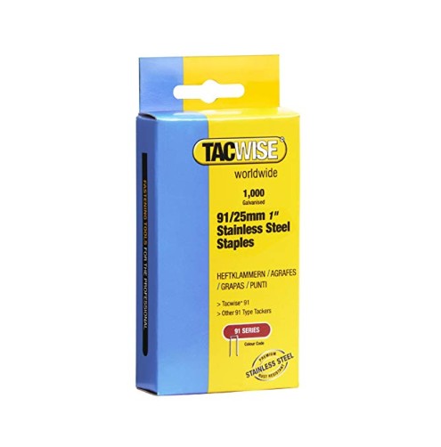 91 Series S/Steel Staples - 25mm Pack 1,000 (D)