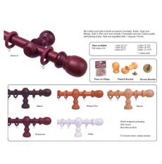 Wooden Curtain Pole Ball End 1600mm